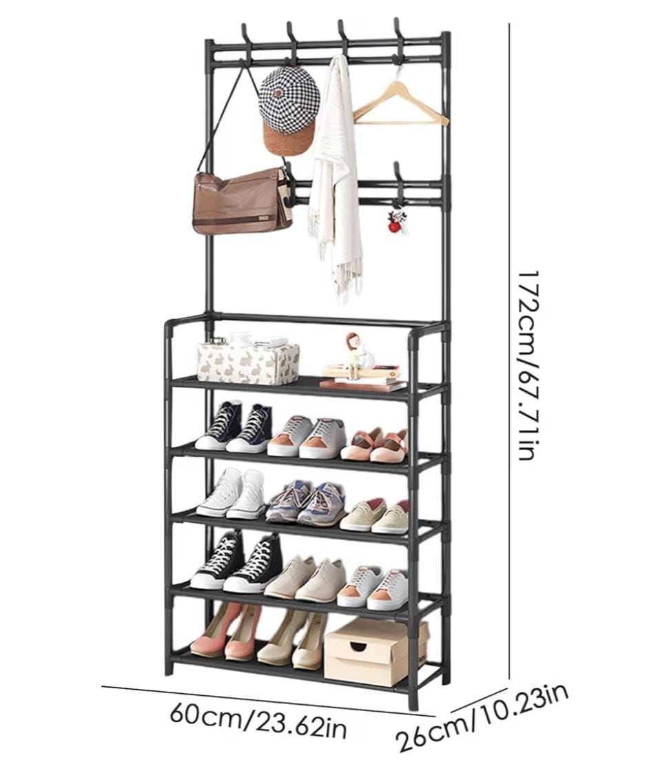 udear porte-manteau d’entrée avec étagère à chaussures à 5 niveaux